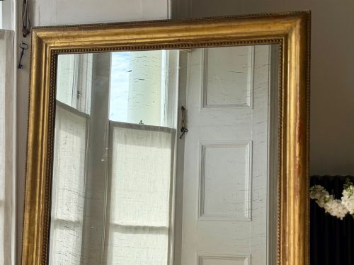 ANTIQUE FRENCH GILT BISTRO MIRROR MERCURY GLASS - ADDITIONAL PHOTO 1