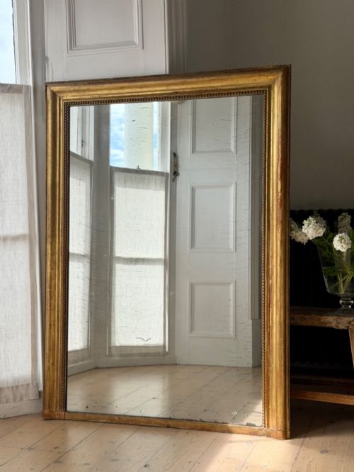 ANTIQUE FRENCH GILT BISTRO MIRROR MERCURY GLASS - ADDITIONAL PHOTO 6