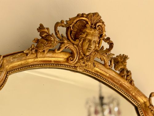 LARGE ANTIQUE FRENCH GILT MIRROR C1880 - ADDITIONAL PHOTO 5