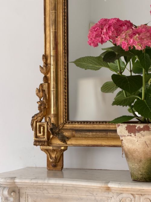 LARGE ANTIQUE FRENCH GILT MIRROR C1800 MERCURY GLASS - ADDITIONAL PHOTO 12