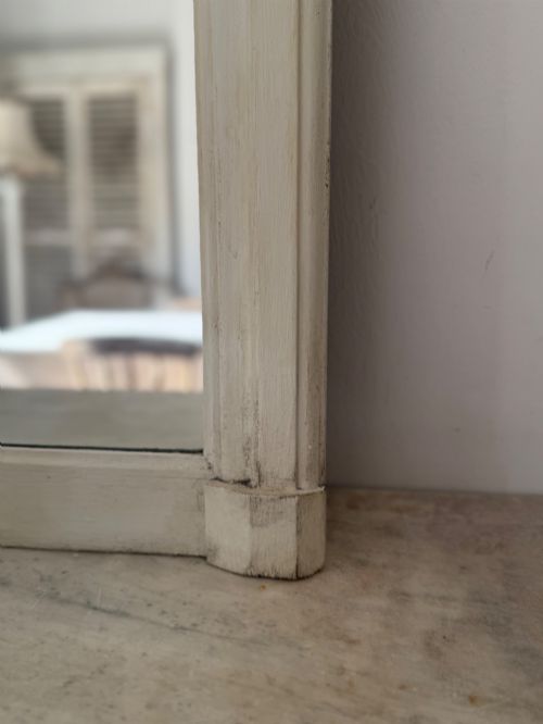 LARGE ANTIQUE FRENCH PAINTED ARCH MIRROR - ADDITIONAL PHOTO 3