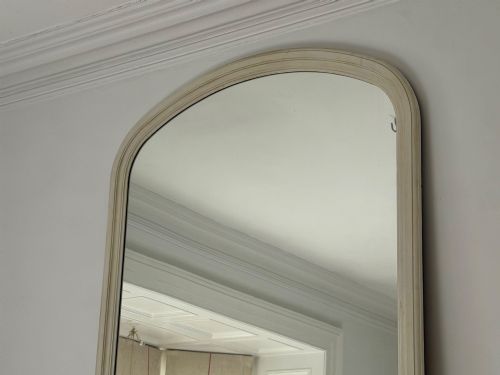 LARGE ANTIQUE FRENCH PAINTED ARCH MIRROR - ADDITIONAL PHOTO 5