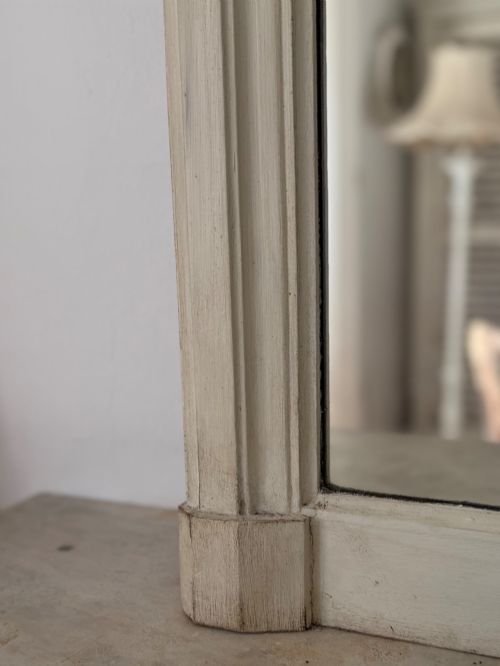 LARGE ANTIQUE FRENCH PAINTED ARCH MIRROR - ADDITIONAL PHOTO 7