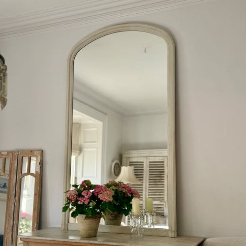 LARGE ANTIQUE FRENCH PAINTED ARCH MIRROR - ADDITIONAL PHOTO 8