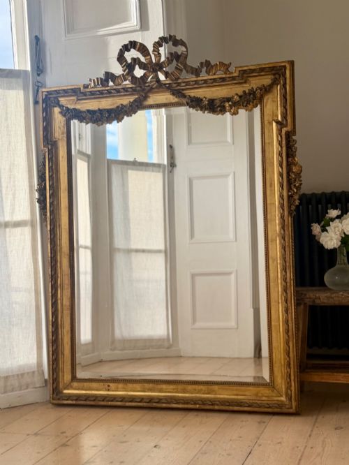 Antique French Gilt Louis Xvi Mirror - Bevelled Glass