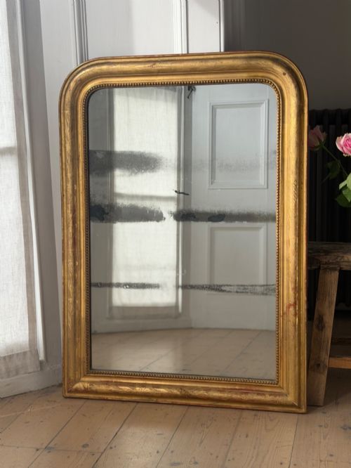 Antique French Gilt Louis Philippe Mirror C1800 - Foxed Mercury Glass