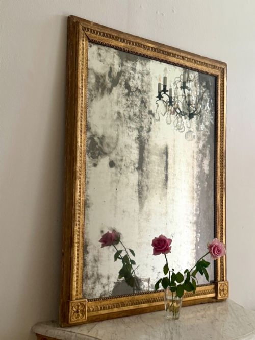 18th Century French Gilt Mirror - Foxed Mercury Glass
