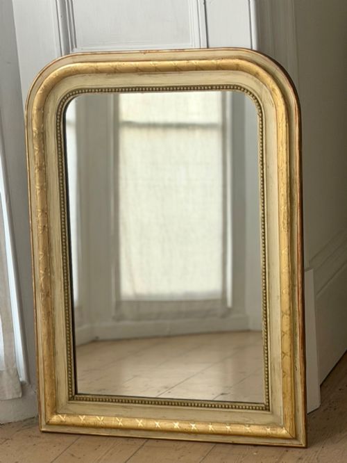 Antique French Gilt and Bare Gesso Louis Philippe Mirror