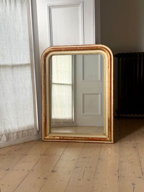 Antique French Gilt and Bare Gesso Mirror