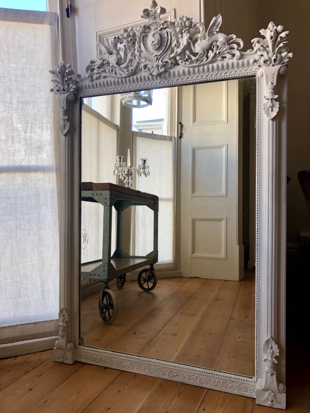 19th century French antique painted mirror View V
