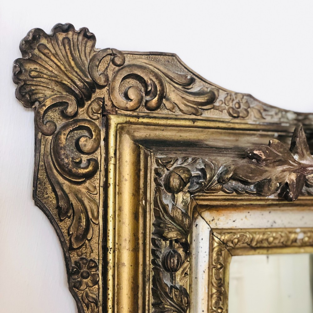 19th century French antique gilt crested mirror View III