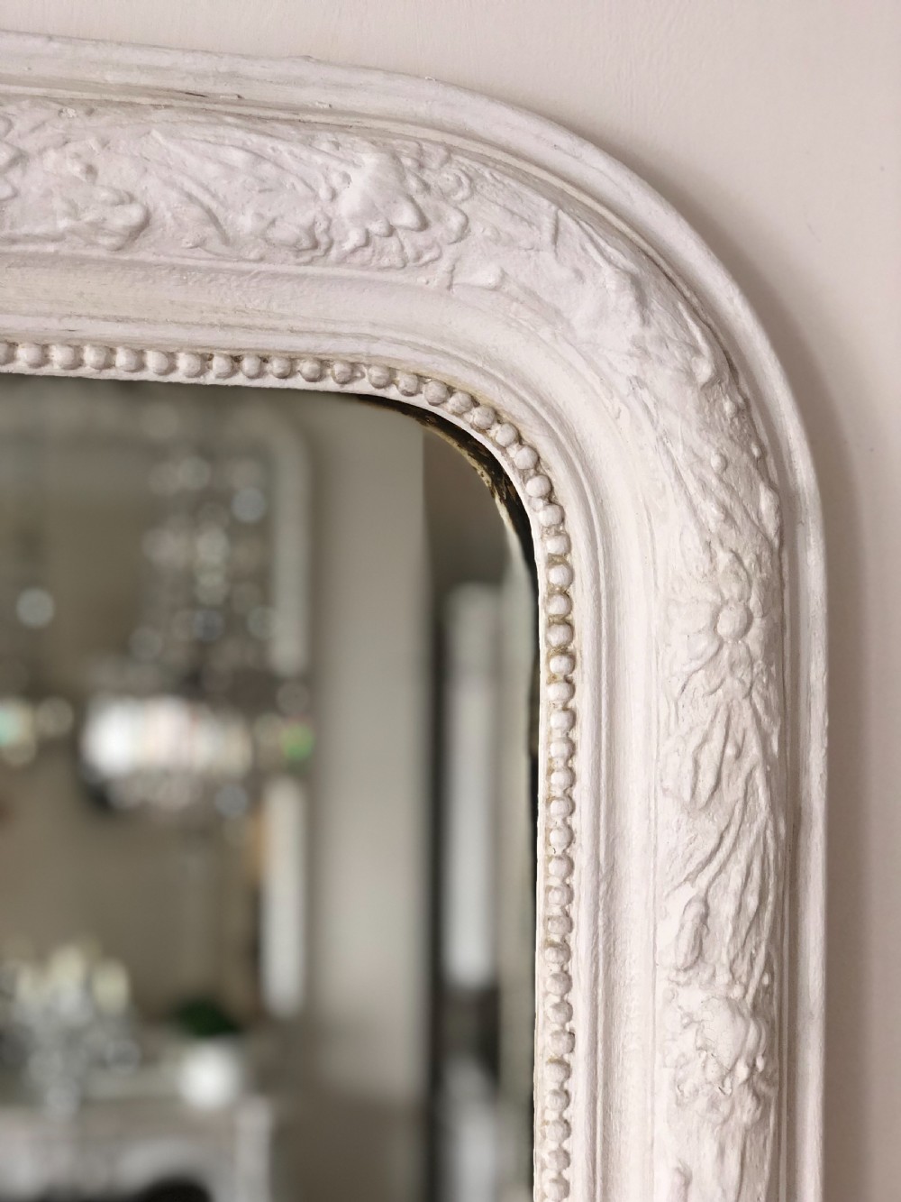 19th century French painted Louis Philippe overmantel mirror View II