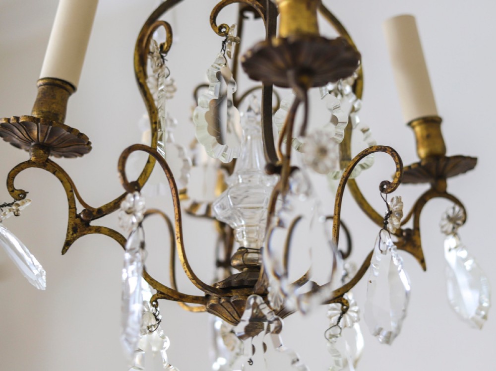 19th century French cage 4 branch chandelier View VI