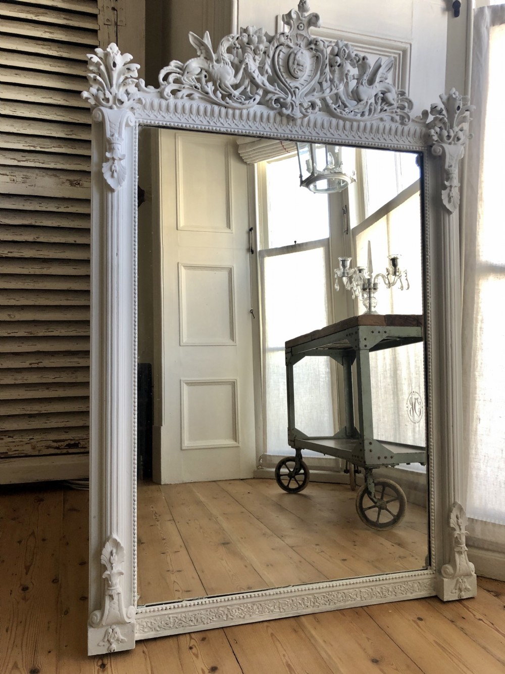 19th century French antique painted mirror