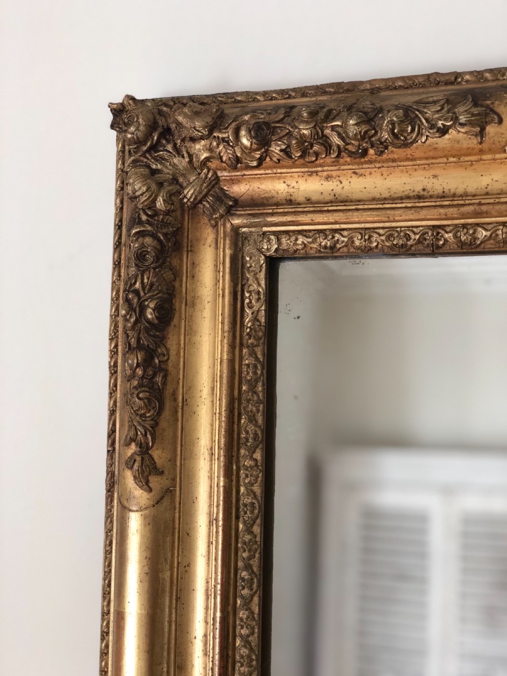 Huge 19th century French gilt rectangular mirror - mercury glass View II