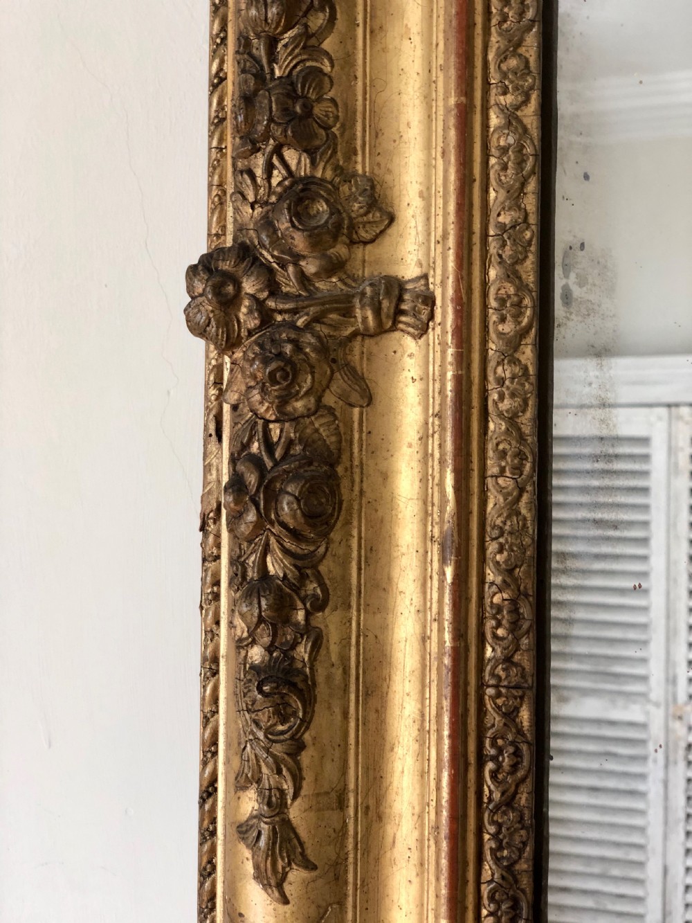 Huge 19th century French gilt rectangular mirror - mercury glass View III