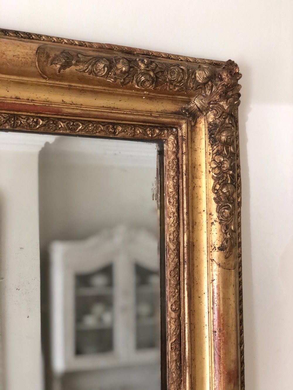 Huge 19th century French gilt rectangular mirror - mercury glass View IV