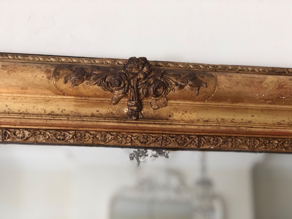 Huge 19th century French gilt rectangular mirror - mercury glass View VI