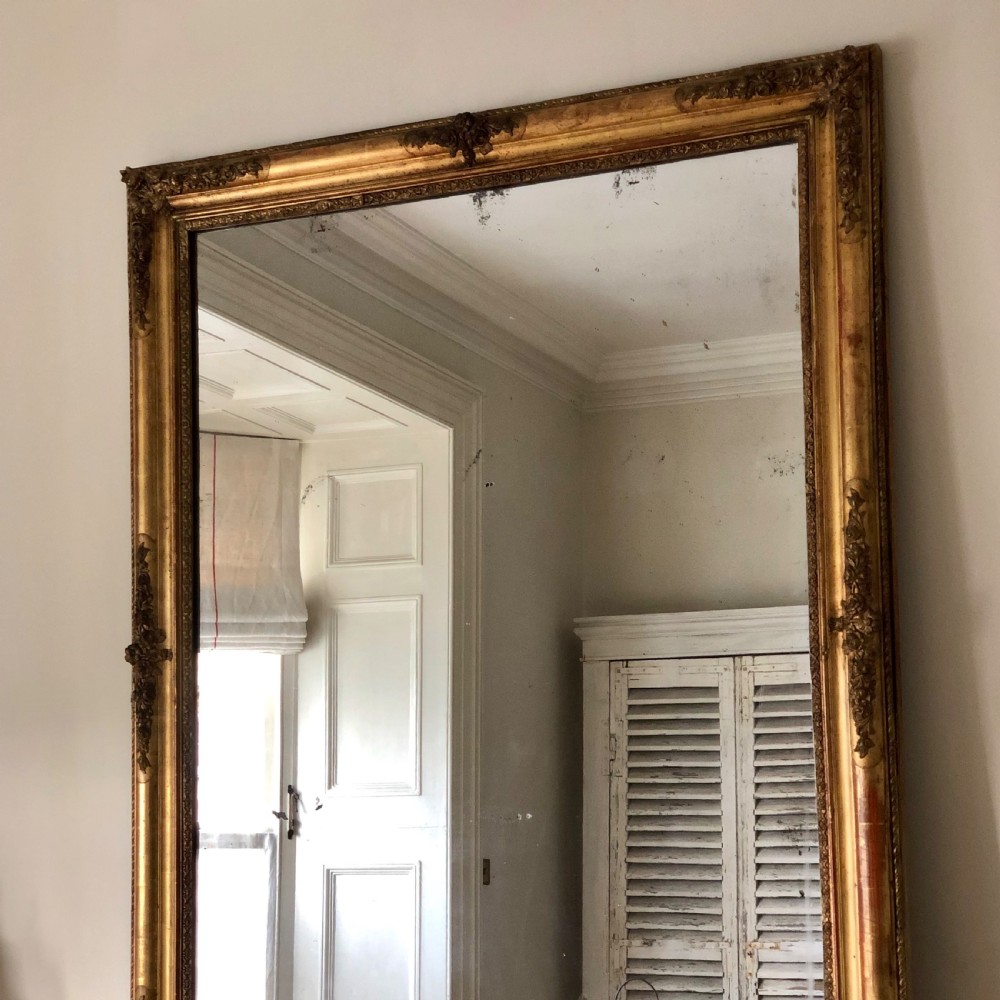 Huge 19th century French gilt rectangular mirror - mercury glass View VII
