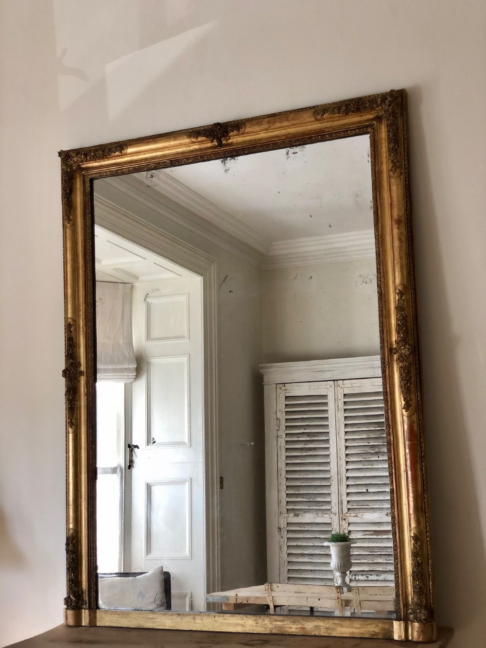 Huge 19th century French gilt rectangular mirror - mercury glass View VIII