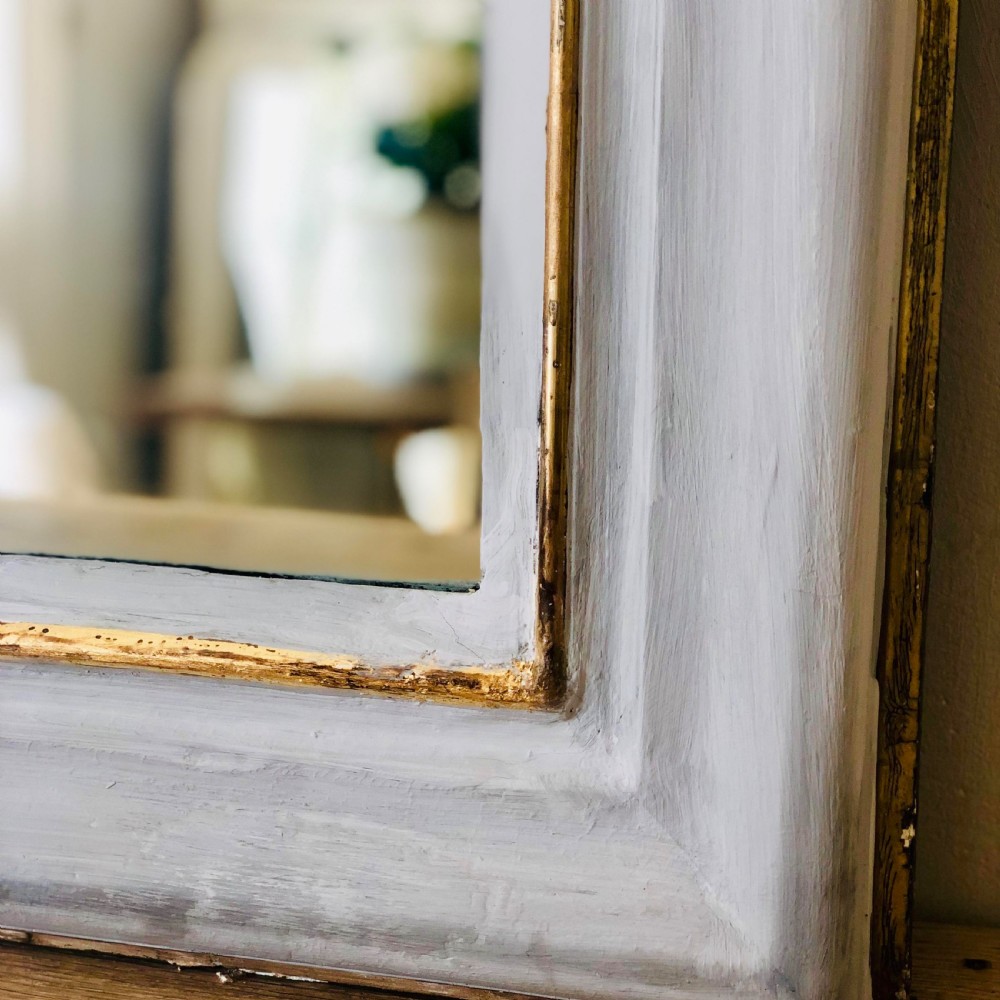 Large French antique painted and gilt Louis XV crested mirror View IV