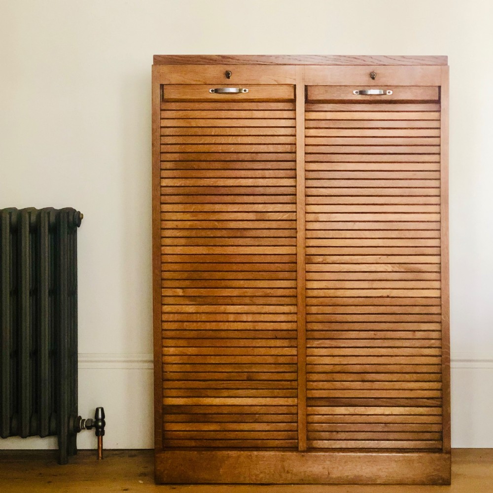 French antique double tambour front filing cabinet 