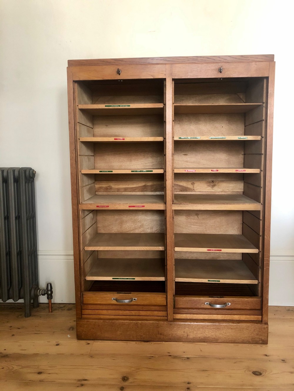 French antique double tambour front filing cabinet  View III