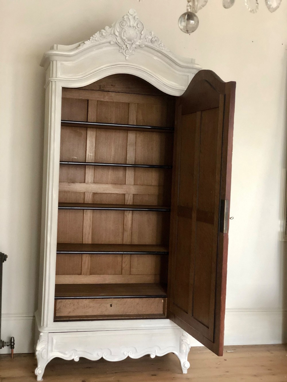 French antique painted Louis XV armoire/linen press/cupboard View VI