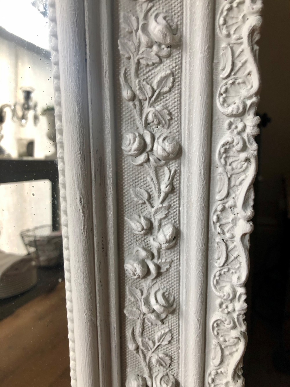 Large 19th century French antique painted mirror  View II