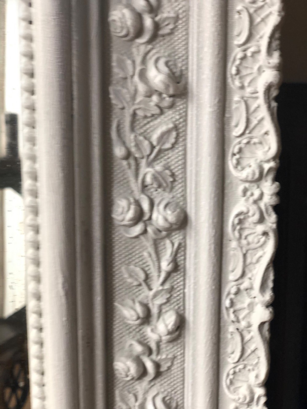 Large 19th century French antique painted mirror  View III