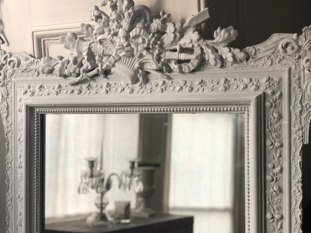 Large 19th century French antique painted mirror  View V