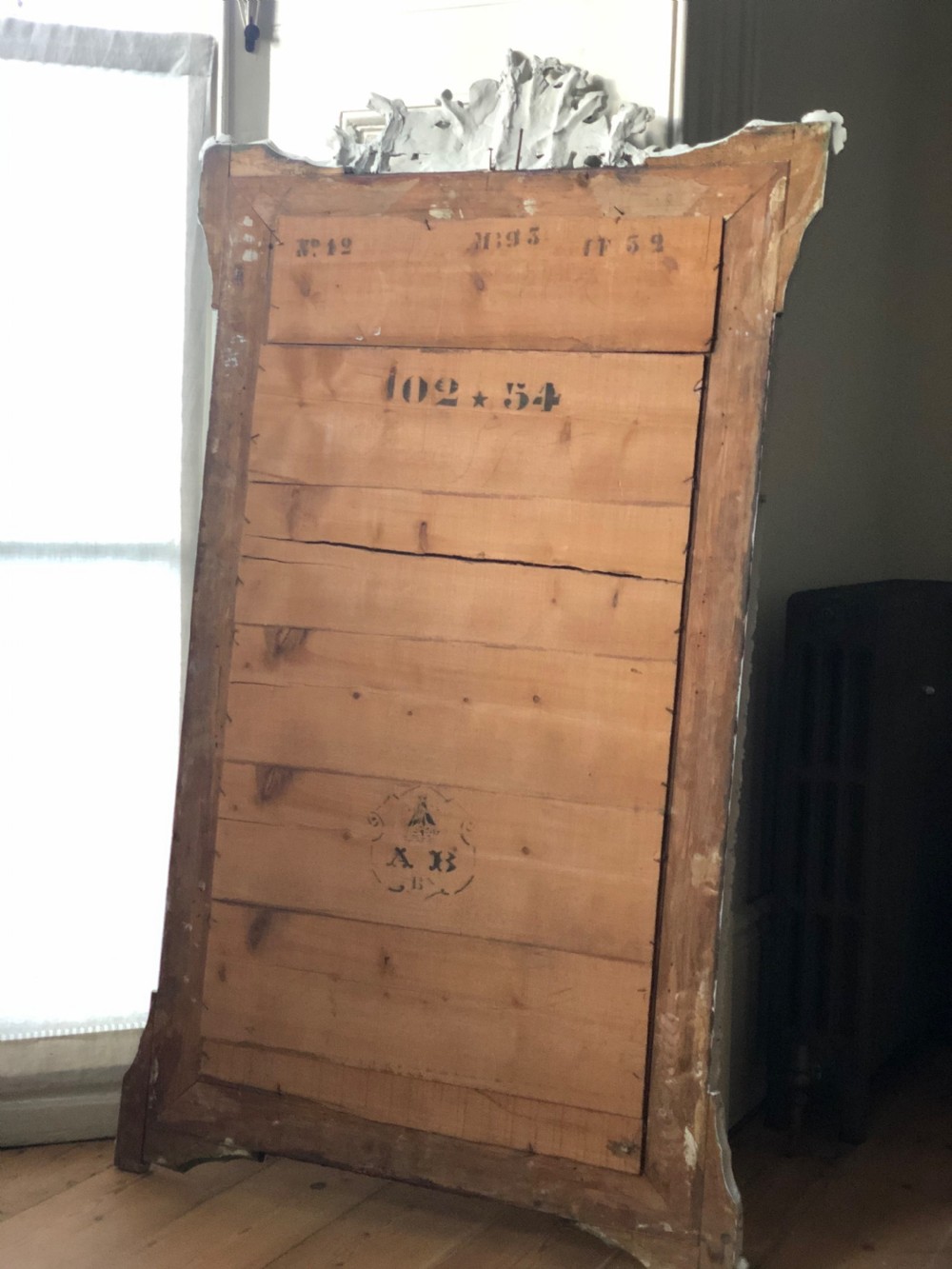 Large 19th century French antique painted mirror  View VII