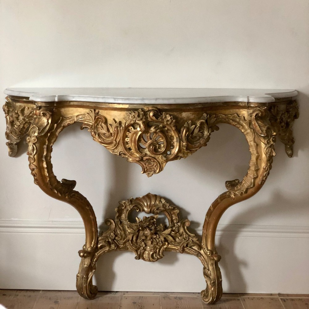 Large 19th century French gilt and marble console table 