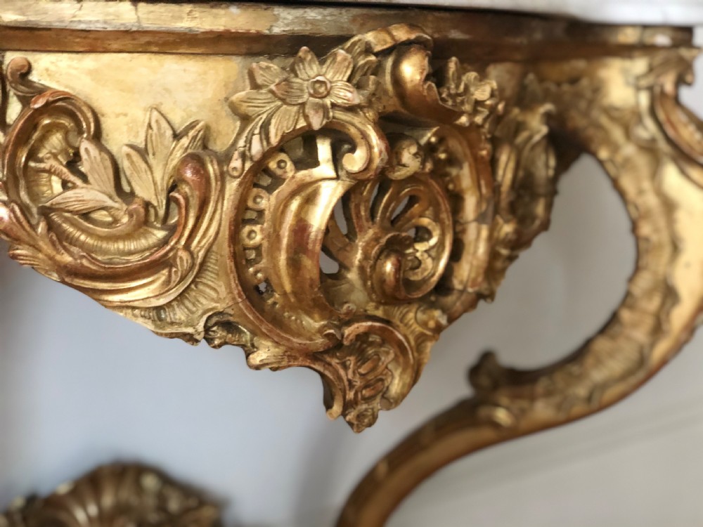 Large 19th century French gilt and marble console table  View II