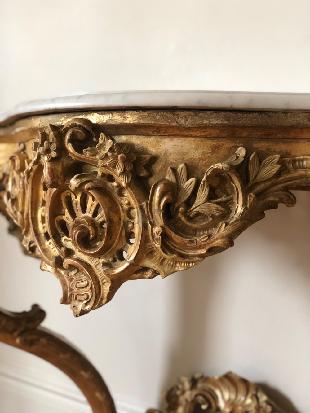 Large 19th century French gilt and marble console table  View III