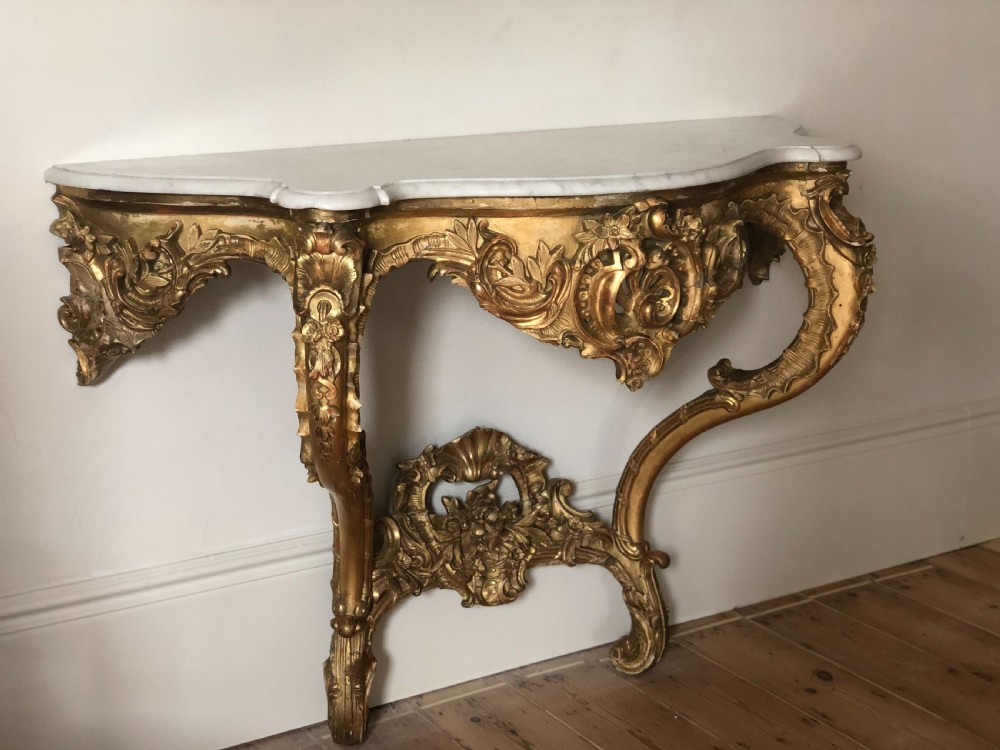 Large 19th century French gilt and marble console table  View IX