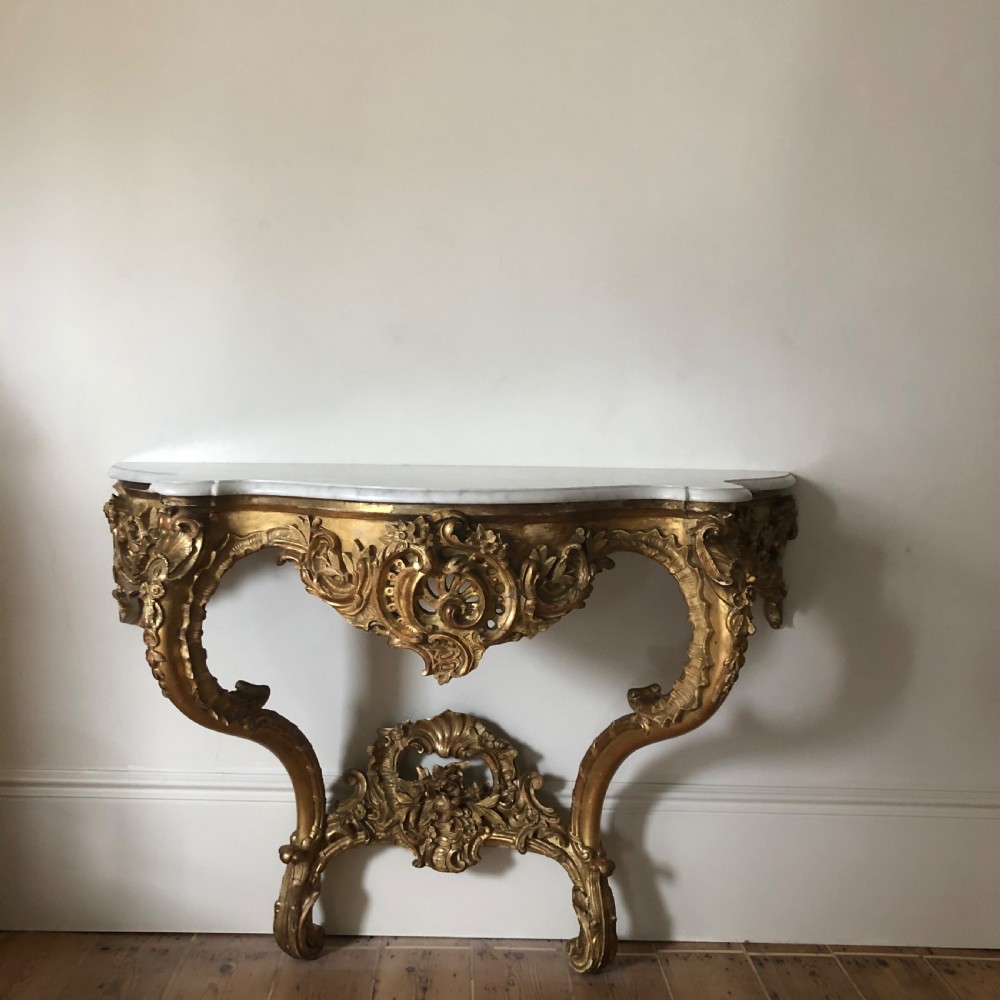 Large 19th century French gilt and marble console table  View X