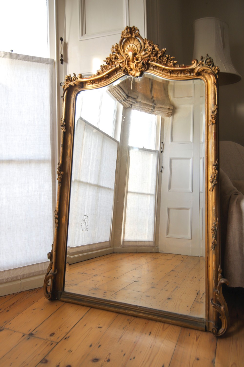 Large antique French gilt Louis XV mirror c1880 View II