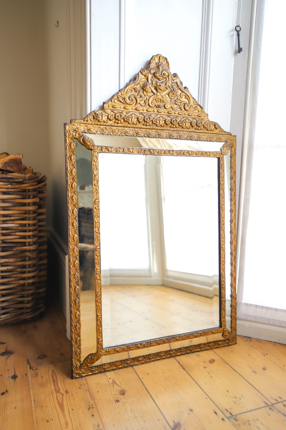 19th century antique French cushion mirror