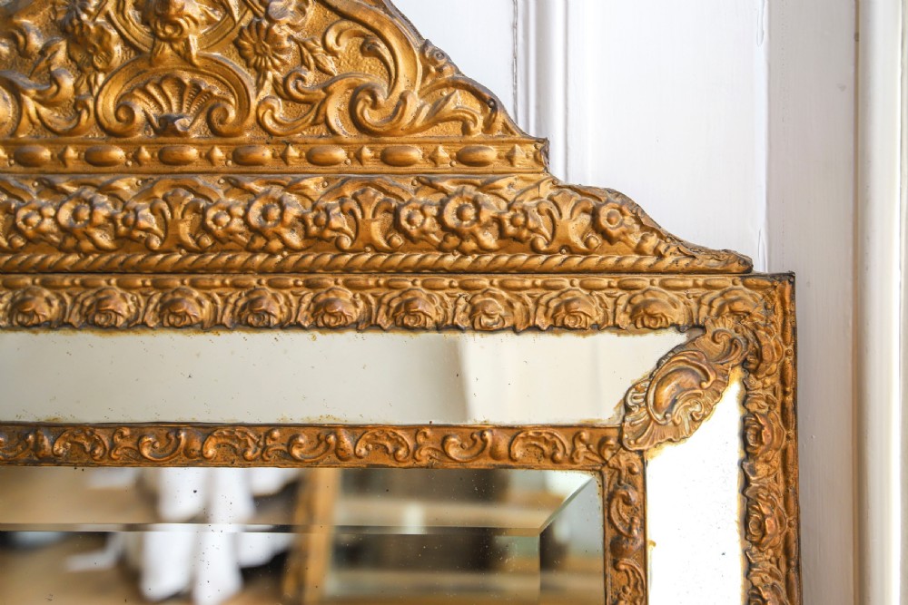 19th century antique French cushion mirror View II