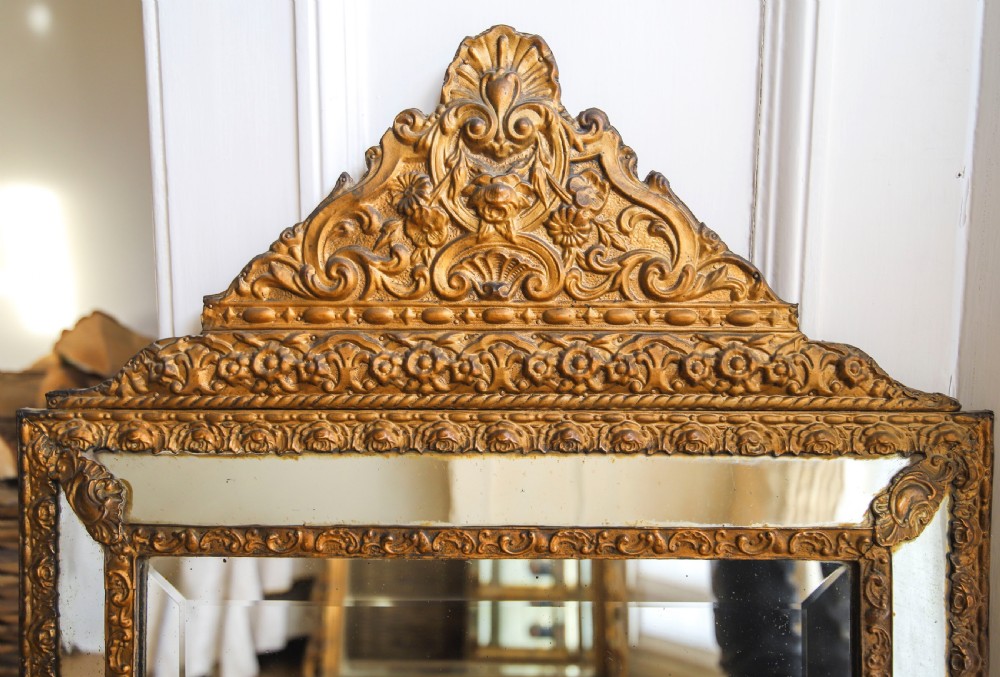 19th century antique French cushion mirror View III