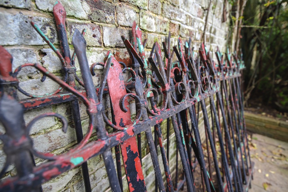 Antique French iron gate and railings View II