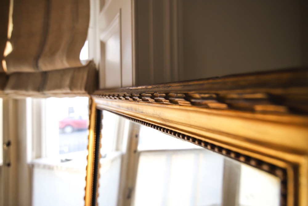 19th century French antique gilt leaner mirror overmantel View III