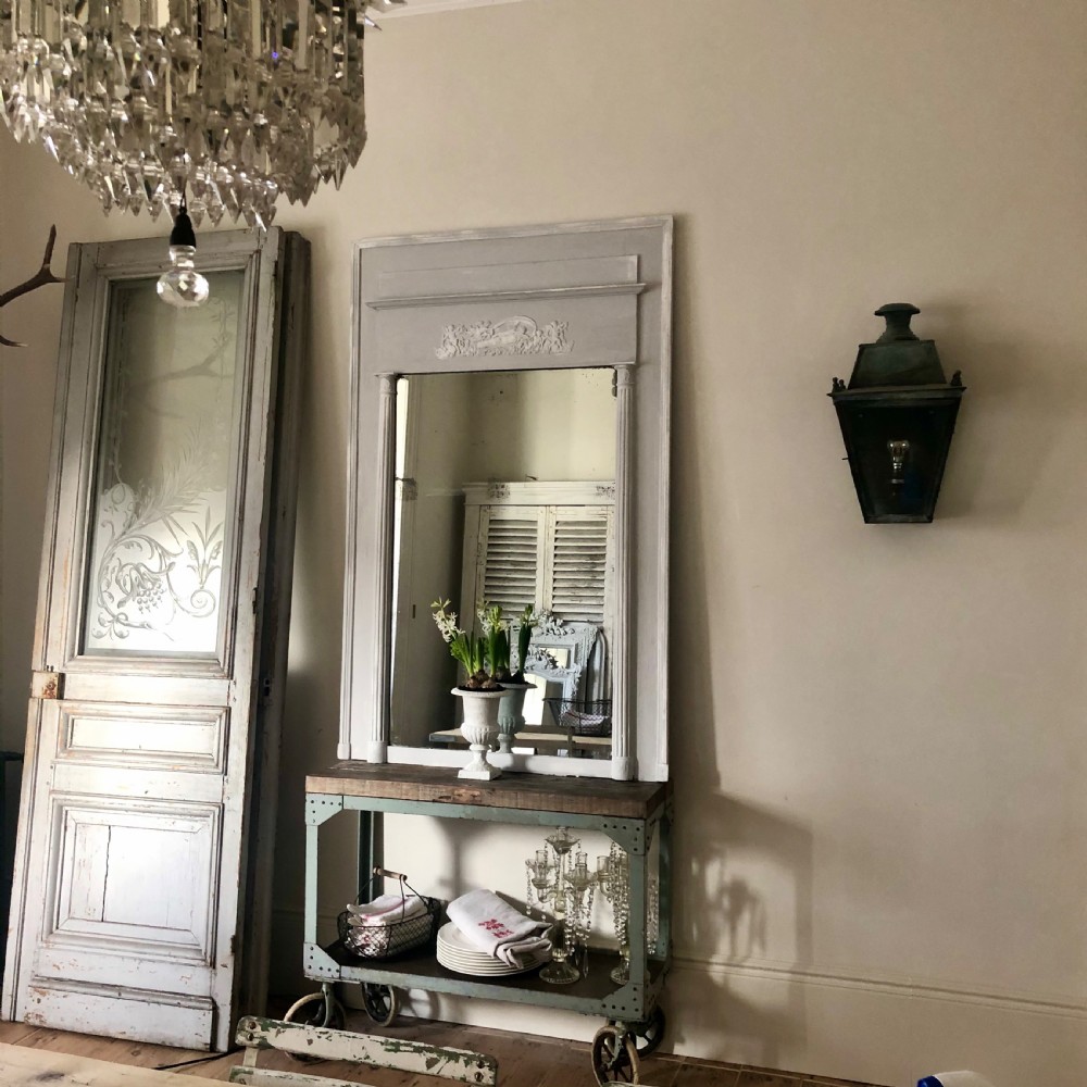 Large French antique painted  mirror - mercury glass
 View IV