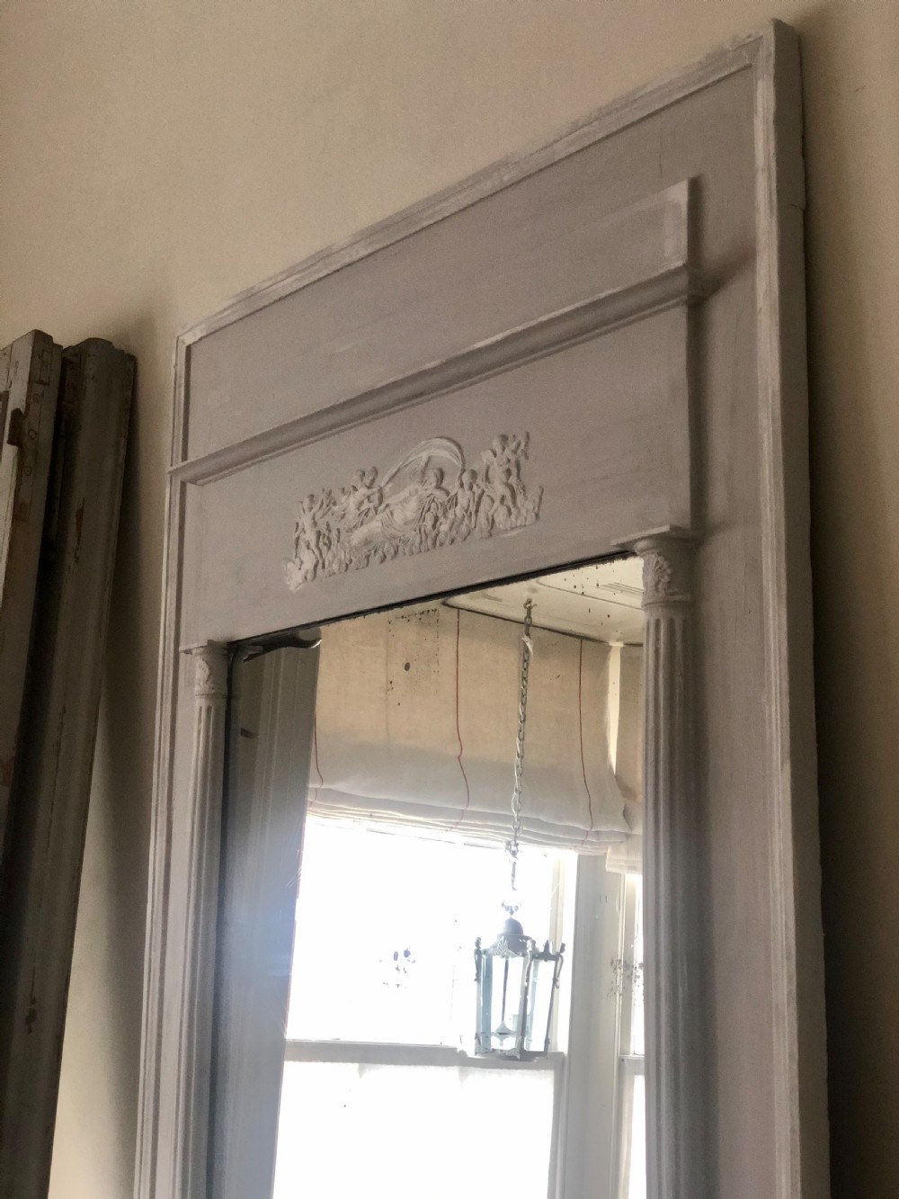 Large French antique painted  mirror - mercury glass
 View V