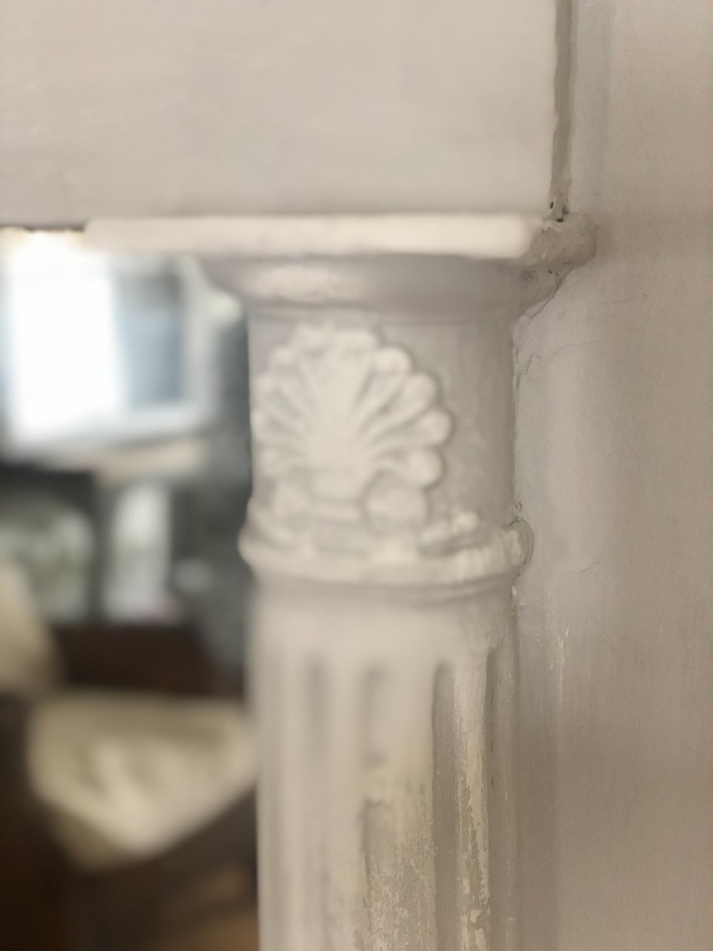 Large French antique painted  mirror - mercury glass
 View X