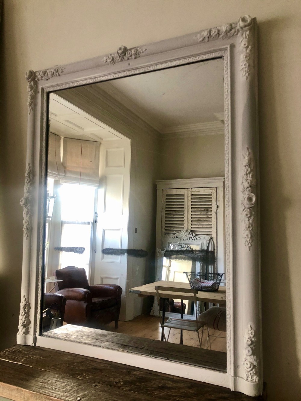 19th century French antique painted mirror - mercury glass