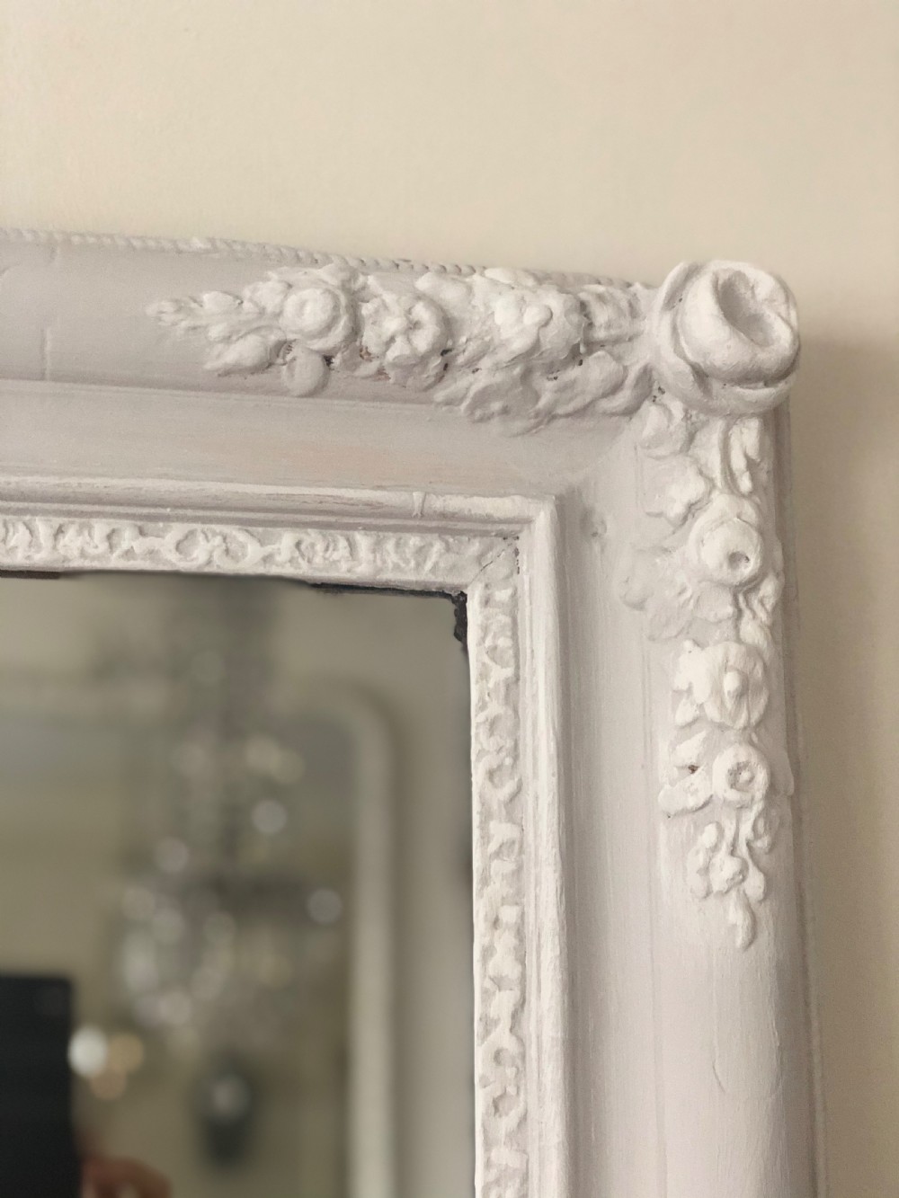 19th century French antique painted mirror - mercury glass View II