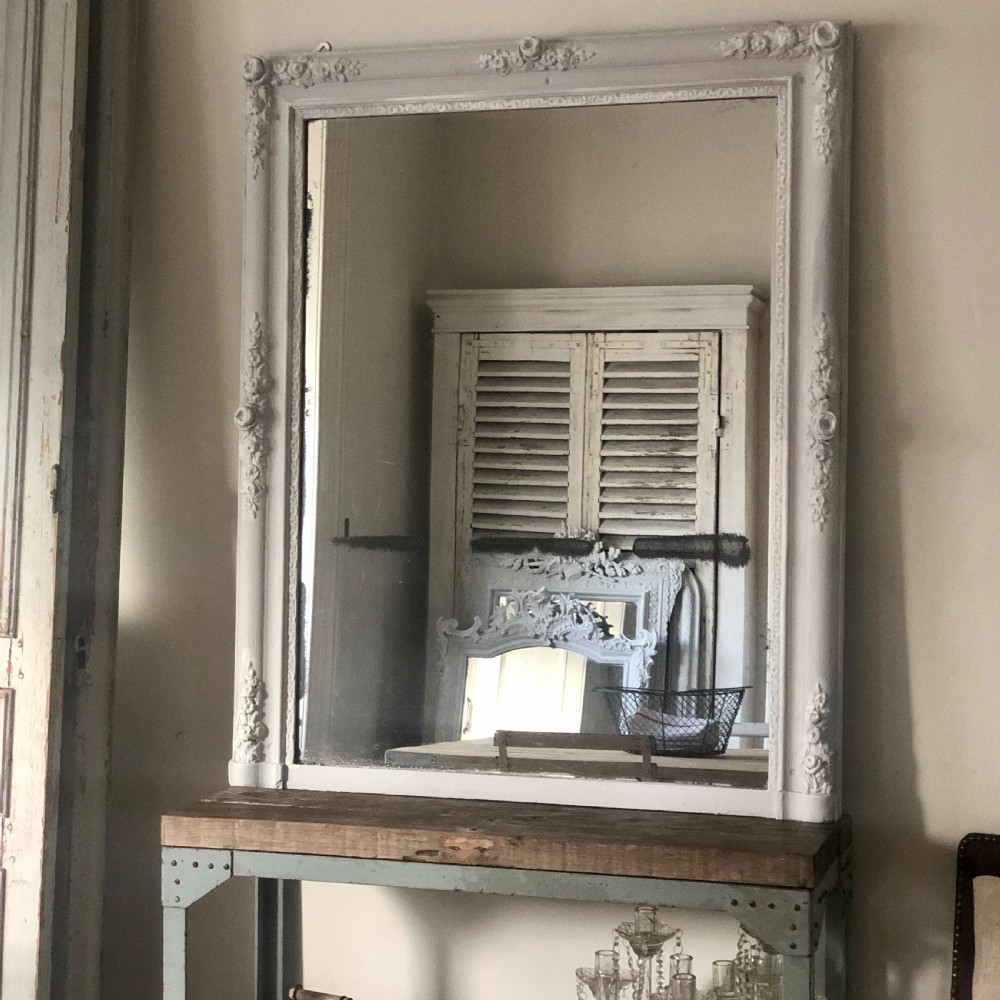 19th century French antique painted mirror - mercury glass View V