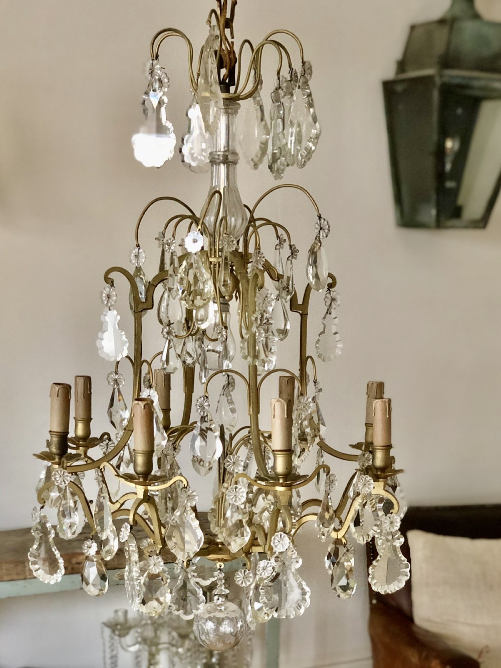 Large 19th century French antique cage chandelier
